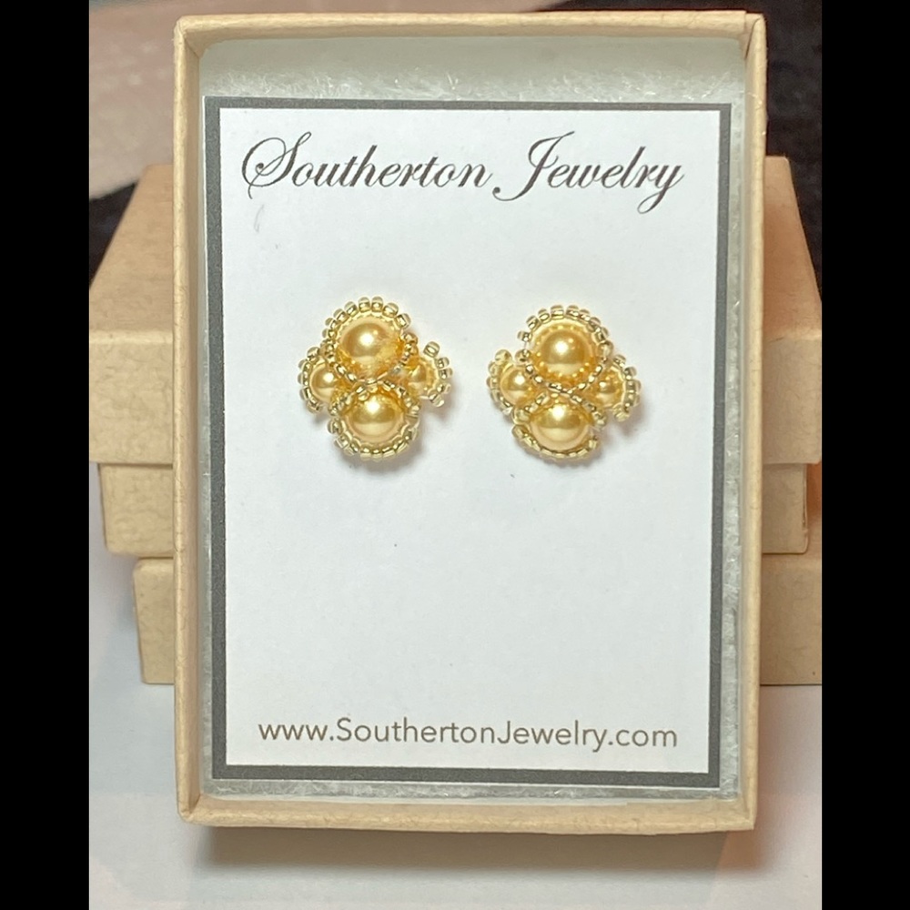 SJC .925 Swarovski Crystal Pearl Post Earrings - Picture 3 of 5